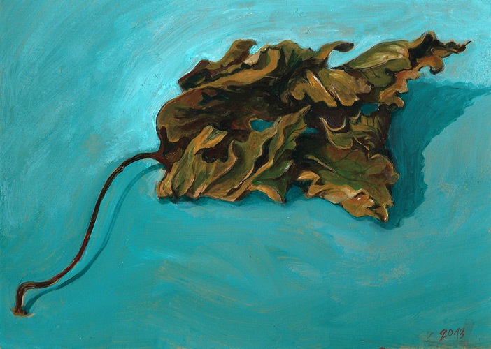 leaf study, acrylics, 2013